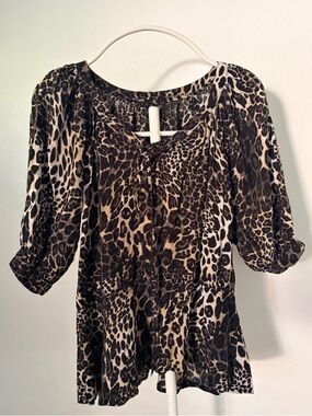 Leopard Print Peasant Blouse